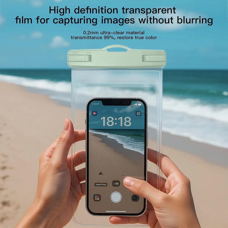 Criyar 1/2 Pack Waterproof Phone Pouch Compatible with iPhone 17 16 15 Pro Max & Galaxy S24+/S23 7in Waterproof Phone Case with Lanyard,IPX8 Beach Travel Must Haves,Beach Essentials,Smoke Green,1 Pack - Image 2